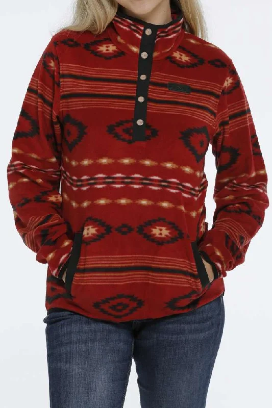 Cinch Ladies Aztec Polar Fleece Pullover Puff Sleeve Stylish