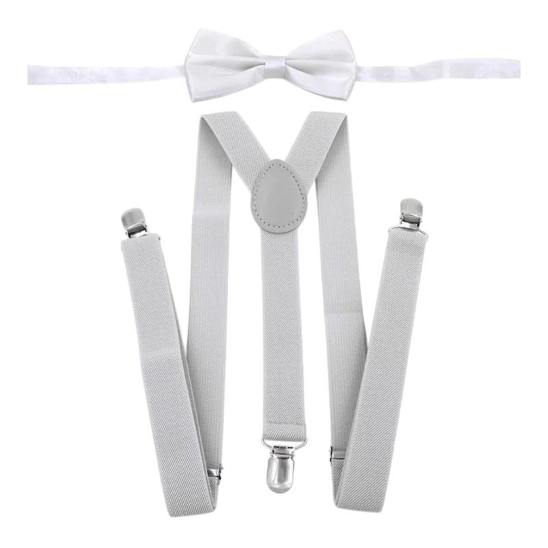 Men Suspenders with Bow Tie Y Back Braces for Trousers Formal Wear Halloween Light Gray Trousers Recommended Stylist
