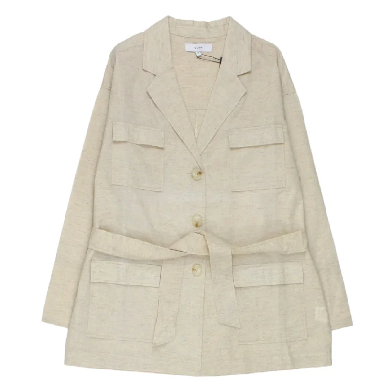 Quin Beige Sasa Safari Jacket Welt Pockets Slit Pockets Flap Pockets