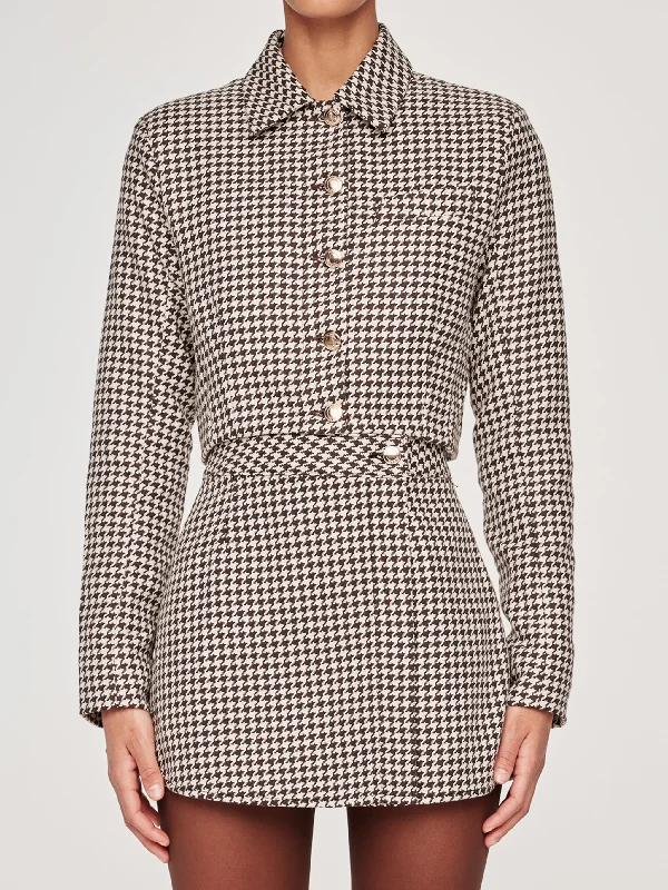 Vika Jacket Cropped Houndstooth - DL1961 Nylon Fabric Polyester Fabric Spandex Fabric