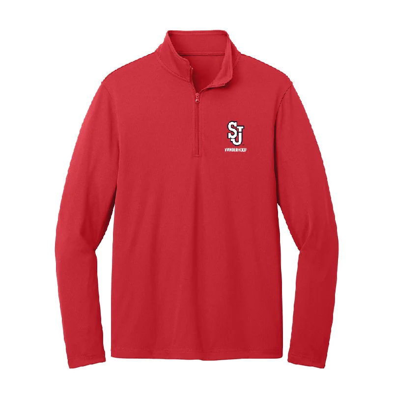 St. Johns - NCAA Women's Basketball : Ariana Vanderhoop - Lightweight Quarter Zip Jacket Chenille Fabric Brocade Fabric Lace Fabric