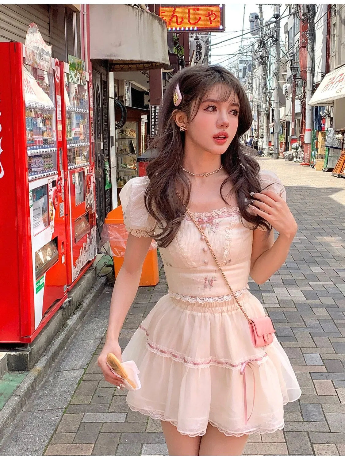 Sweet Square Neck 2 Piece Dress Set Women 2023 Summer Short Sleeve Y2k Crop Tops + Casual Mini Skirt Korean Fashion Female Suit Anti-Pilling Machine Wash Handmade