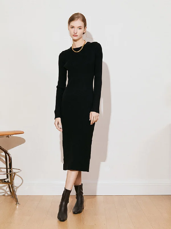 Womens Sweater Dresses Regular Fit German STOLL high weight knitted dress autumn and winter mid-length skirt Chenille Fabric Brocade Fabric Lace Fabric