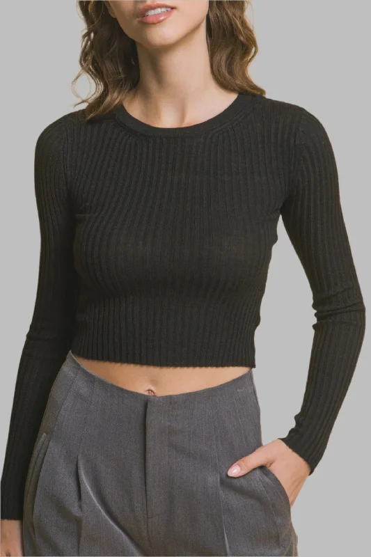 Ribbed Cropped Sweater Bright Pastel Dark