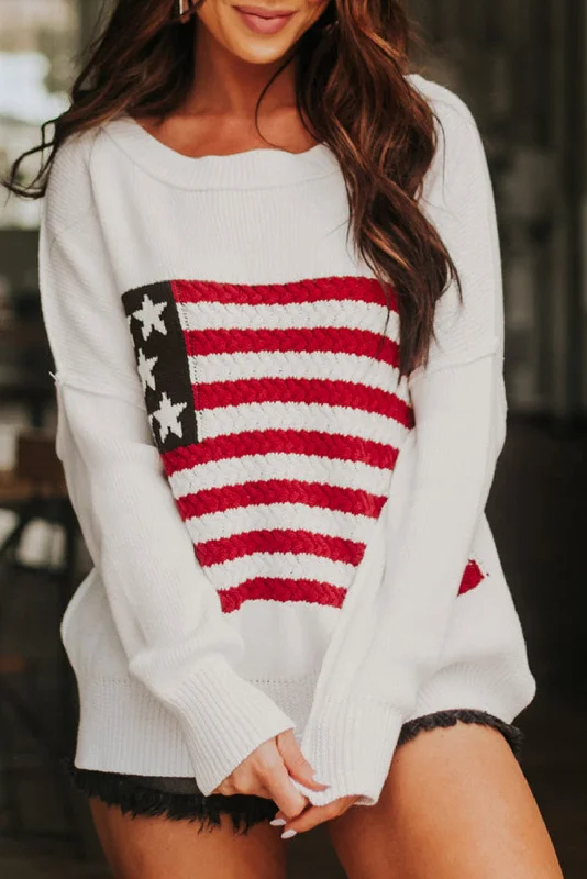 USA Knit Pullover Lantern Sleeve Elegant