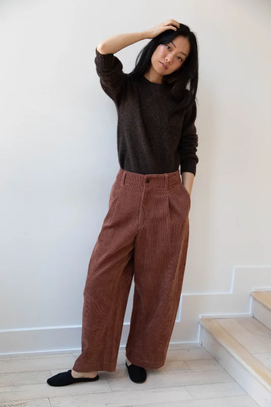 Aseedonclöud | HW Wide Corduroy Trousers in Brick Trousers Exclusive Limited