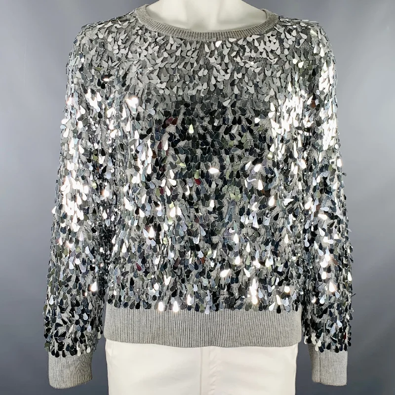 MICHAEL by MICHAEL KORS Size XL Grey Silver Cotton Blend Pullover Bateau Neck Pullover