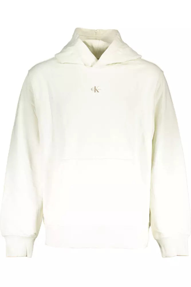 White Cotton Men Sweater Hooded Caped Shawl Collar