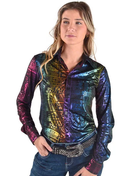 Women's Cowgirl Tuff Pullover Button Up Button Front Sweater