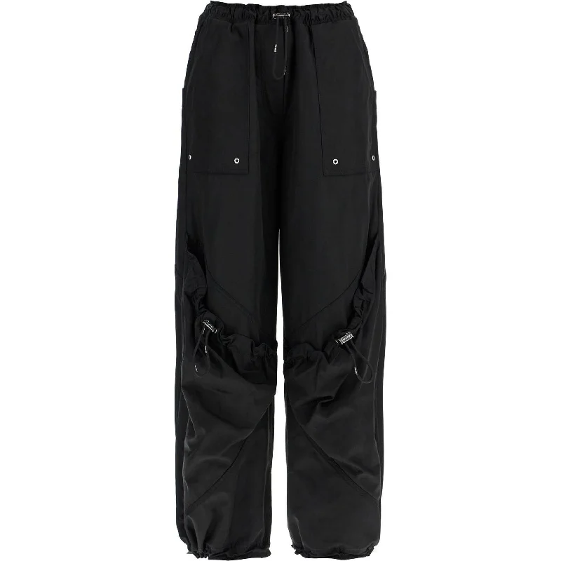 The Attico high-waisted black elasticated loose fit trousers with pockets Trousers Mesh Breathable