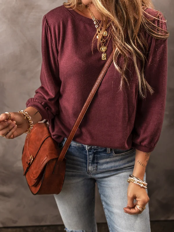 3/4 Sleeve Pullover Top High Neck Pullover