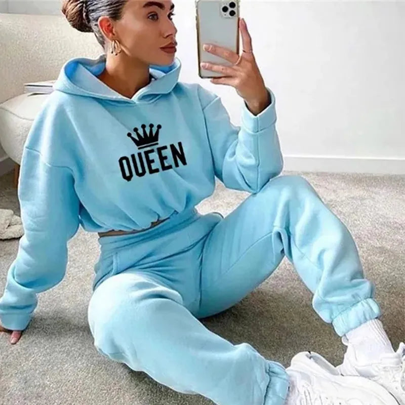 Women Hooded Tracksuit Sports 2 Pieces Set Sweatshirts Pullover Hoodies Pants Suit Home Sweatpants Trousers Outfits 2023 Asymmetrical Hem Sweater