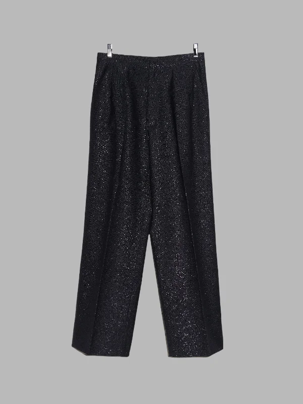 Jean Colonna sparkly black wool pleated center press trousers - M Trousers Leisure Comfortable