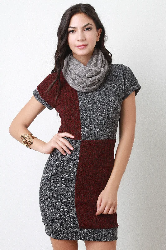 Cowl Neck Checker Sweater Dress Long Sweater Short Sweater Cropped Sweater