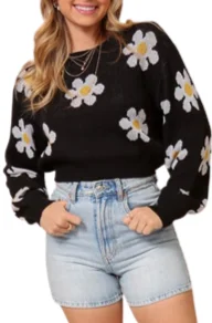 Daisy Sweater Mesh Blend Leather Blend Suede Blend