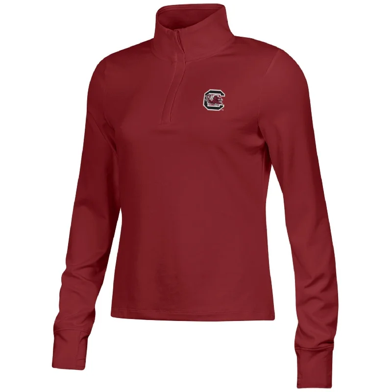 SOUTH CAROLINA GAMECOCKS GARNET LADIES BLOCK C 1/4 ZIP PULLOVER High Neck Pullover