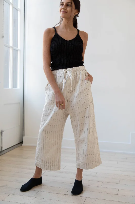 Album di Famiglia | Pinstripe W&S Trousers in Natural Trousers fashionable trendy