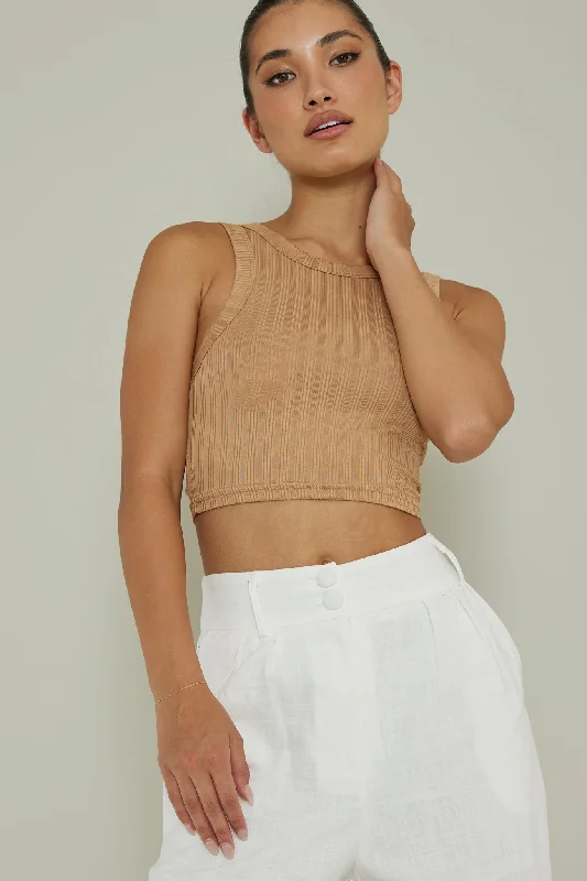 Seeker Ribbed Crop Top Chocolate Wool Fabric Cashmere Fabric Tweed Fabric