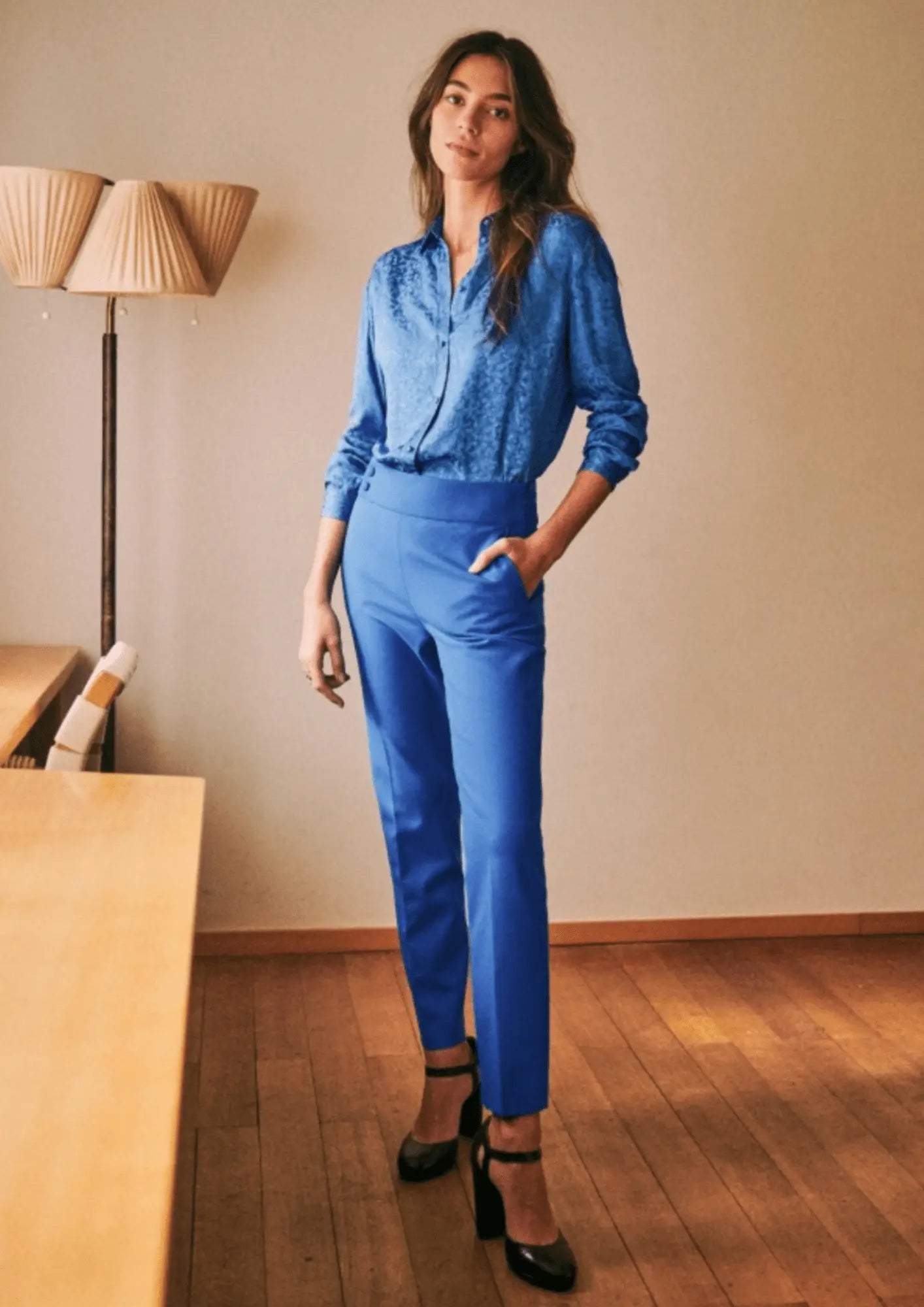 60s BLUE GEORGES TROUSERS Trousers Velvet Soft
