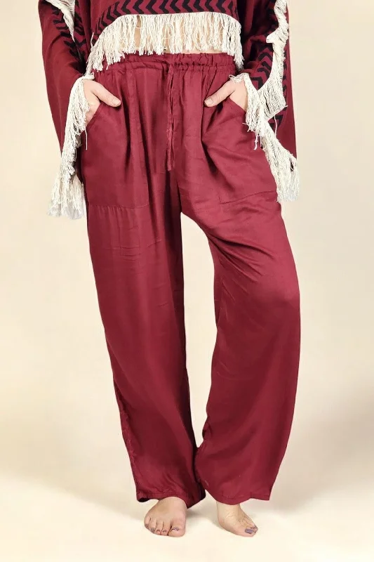 Maroon Rayon Cotton Trousers Trousers Wedding White