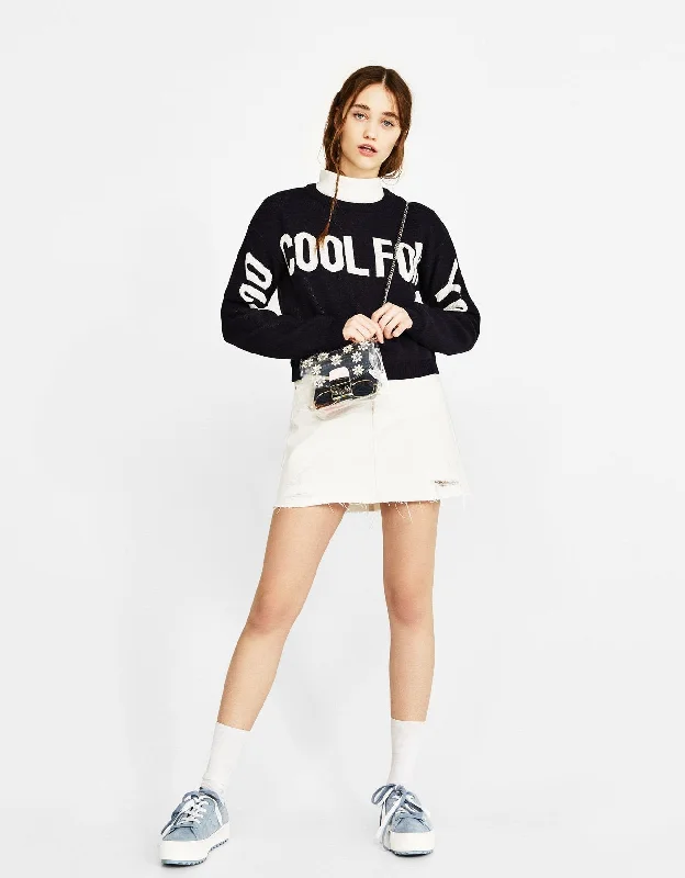 Sweater with slogan Fleece Sweater Nylon Polyester