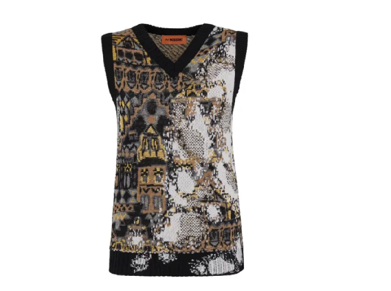 Missoni Abstract Print Knit Sweater Vest Print Jacquard Patchwork
