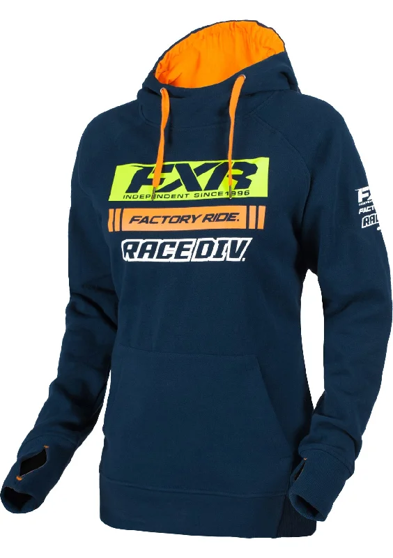 W Race Division Pullover Hoodie Scalloped Neck Pullover