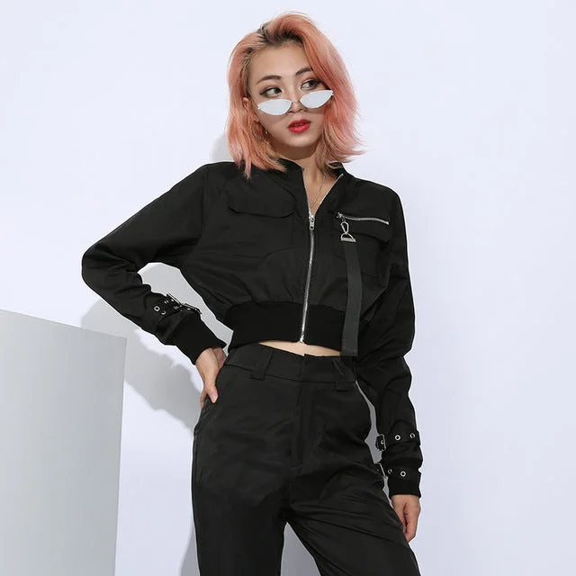 Women Suit Crop Tops Pants Elasticated Padded Insulated