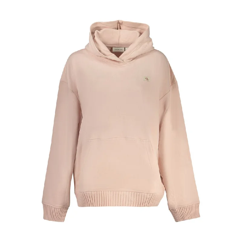 Pink Cotton Women Sweater Hooded Caped Shawl Collar