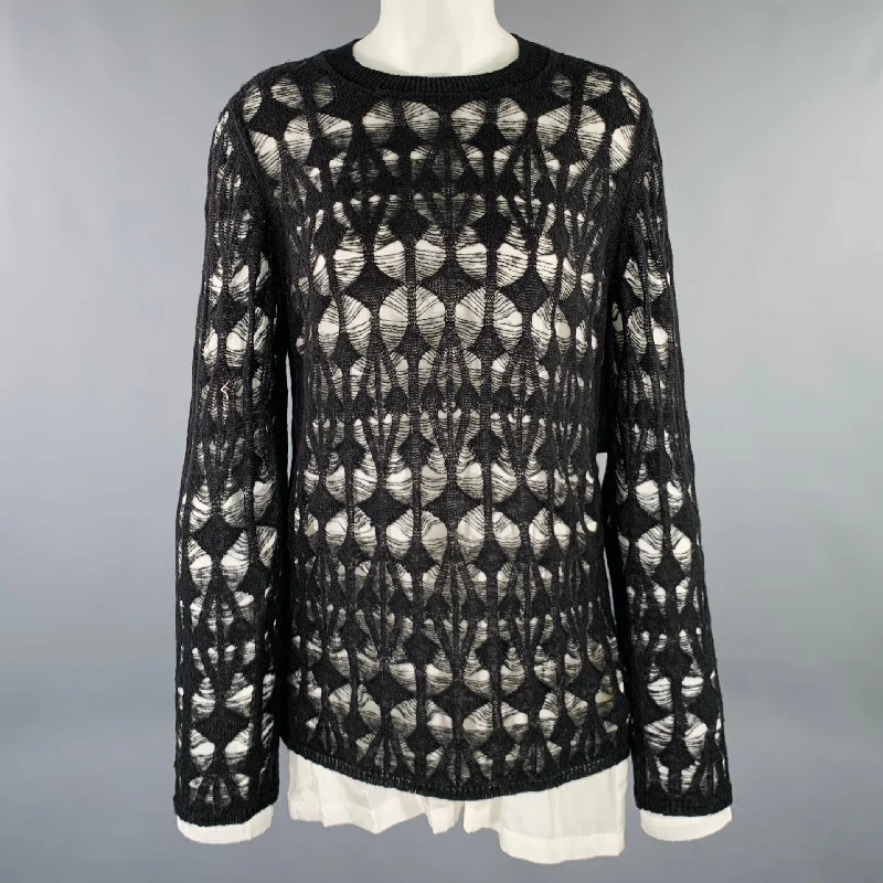 COMME des GARCONS 2022 Size M Black White Acrylic Blend Knit Pullover Set Sleeve Pullover