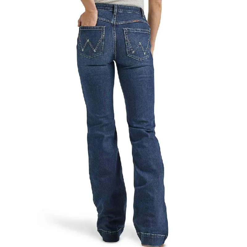 Wrangler Women's Ultimate Riding Willow Mid Rise Trouser Jeans Trousers Elastic Waist Soft