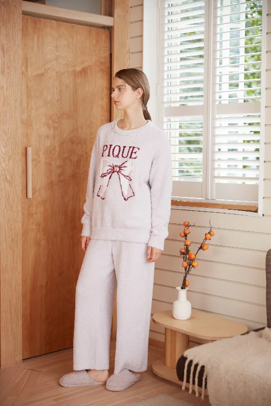 Ribbon Pullover Sweater & Long Pants Set Fine Merino Wool