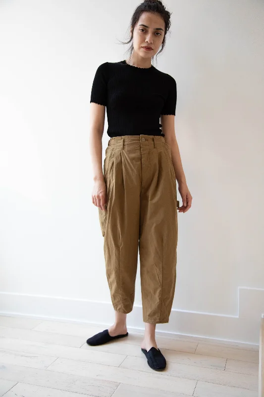 Aseedonclöud | Embroidered Trousers in Beige Cropped Trousers Casual Linen