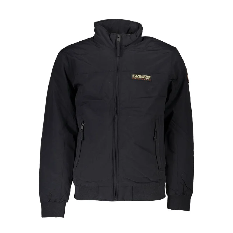 Black Polyamide Men Jacket Knit Jacket Woven Jacket Fleece Jacket
