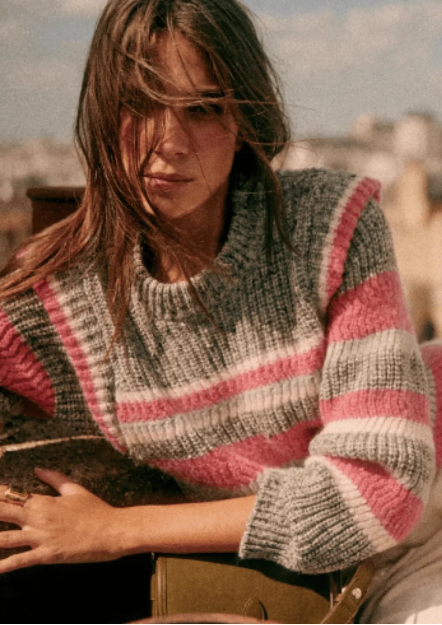 STRIPED YARA PULLOVER Slouchy Comfort Pullover
