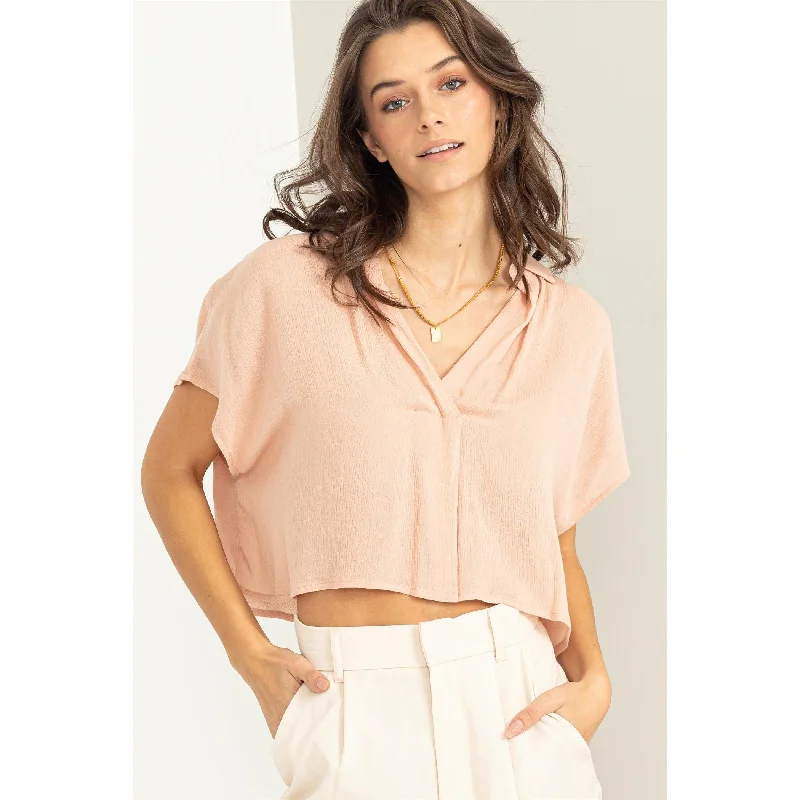 Lovely Time Placket Crop Top Polka Dot Checkered Tartan