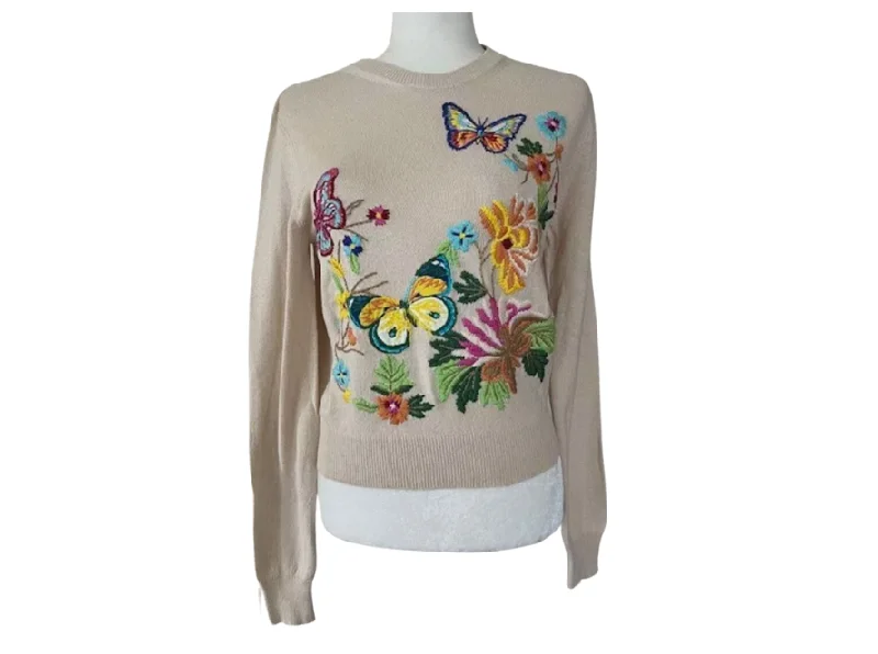 ETRO Milano Crewneck Butterfly Embroidered Sweater Layered Multi-layer Single Layer