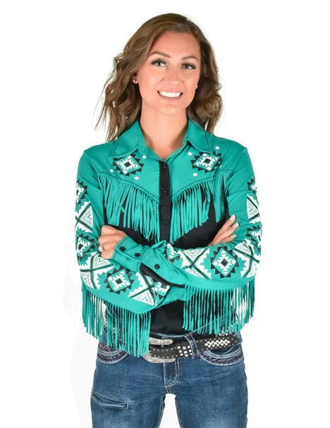 Women's Cowgirl Tuff Pullover Button Up Long Sleeve Pullover