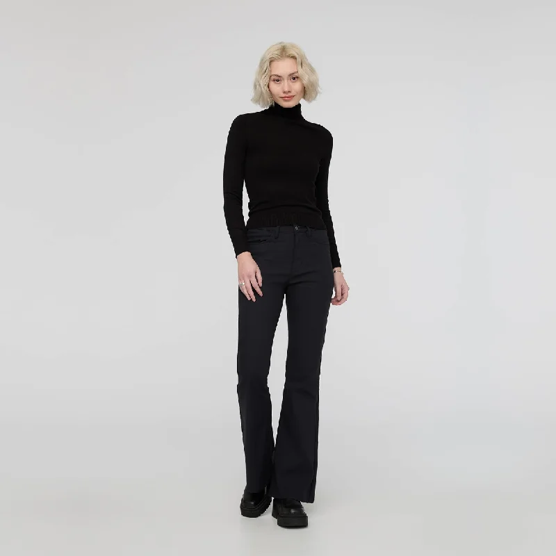 Duer (Sample) - Women's NuStretch Flare Trouser - Black Trousers Capri Summer