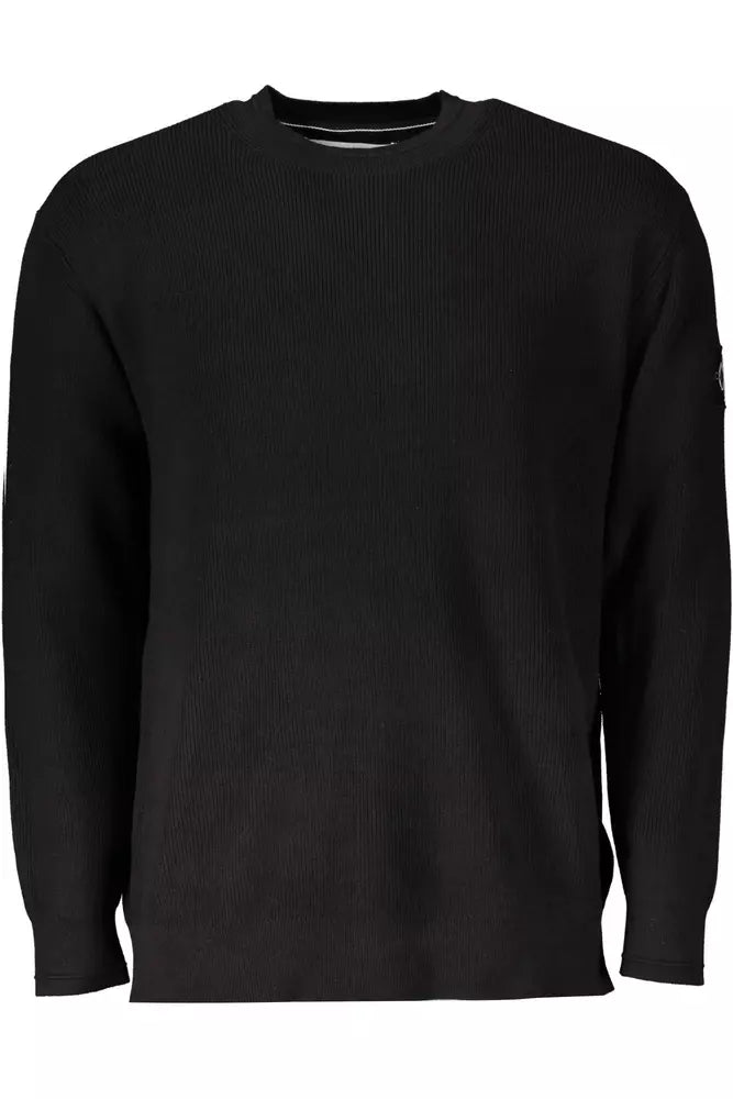 Black Cotton Men Sweater Soft Cozy Warm
