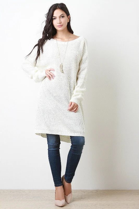 Deep Back V-Neck Long Sleeves Sweater Dress Hooded Sweater Collared Sweater Shawl Collar