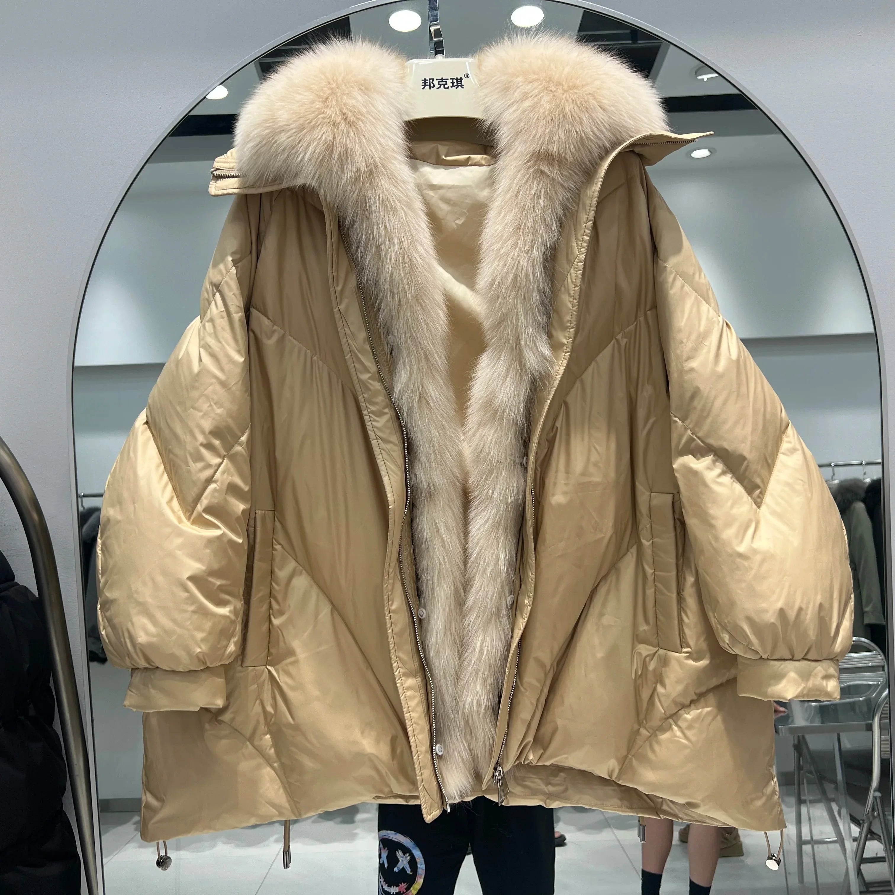 Fashion Fox Fur Winter Women Goose Down Jacket Coats Mesh Jacket Canvas Jacket Denim Jacket