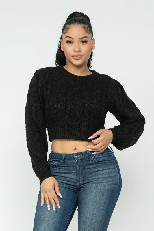 Cable Pullover Top Boat Neck Sweater