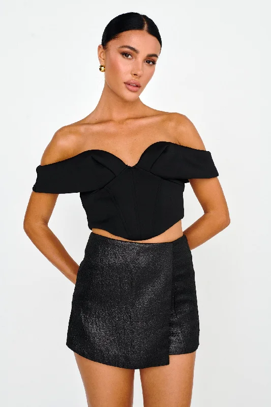 Tenicka Off-Shoulder Crop Top Black Machine Wash Dry Clean Hand Wash