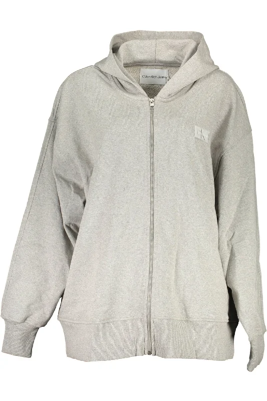 Gray Cotton Women Sweater Fitted Loose Oversized