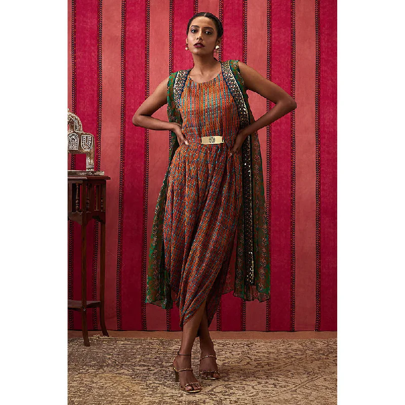 Soup by Sougat Paul Adah Multi-Color Printed Maxi Dress with Jacket (Set of 2) Hoodie Zip-Up Jacket Button-Up Jacket