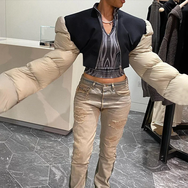 Designed Winter Cotton Short Overcoats Jacket for Women Denim Jacket Leather Jacket Suede Jacket