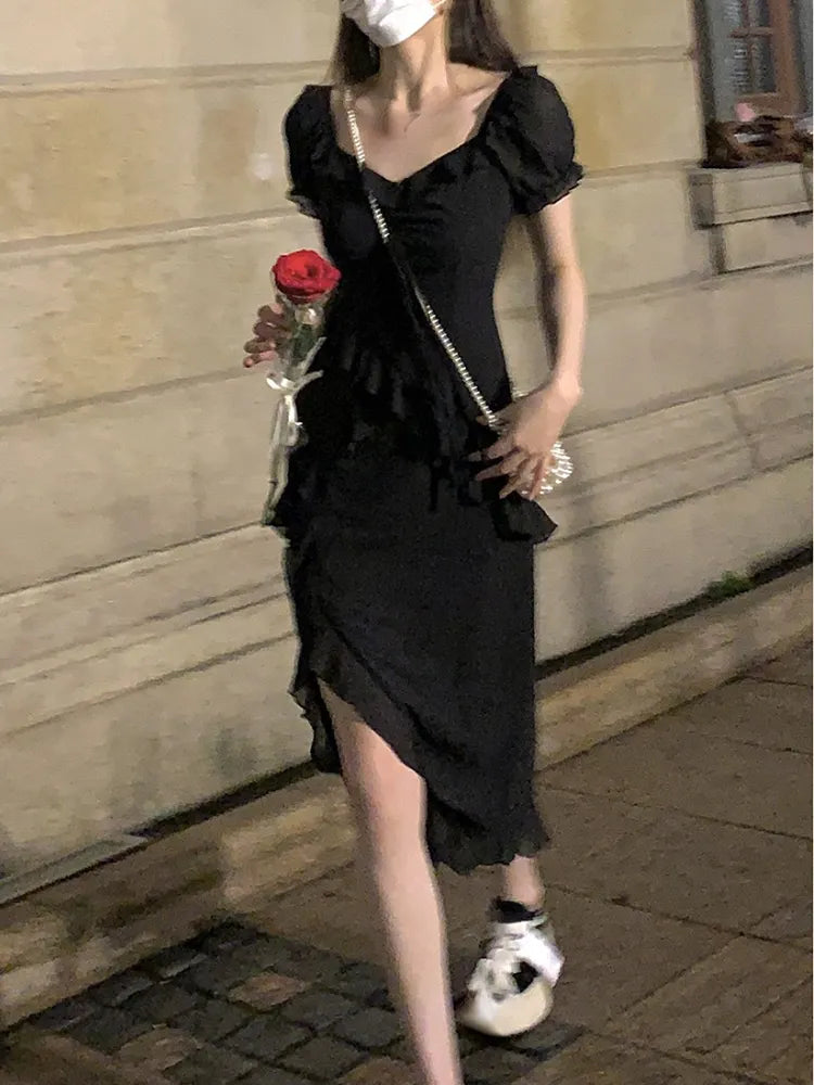 Black midi dress