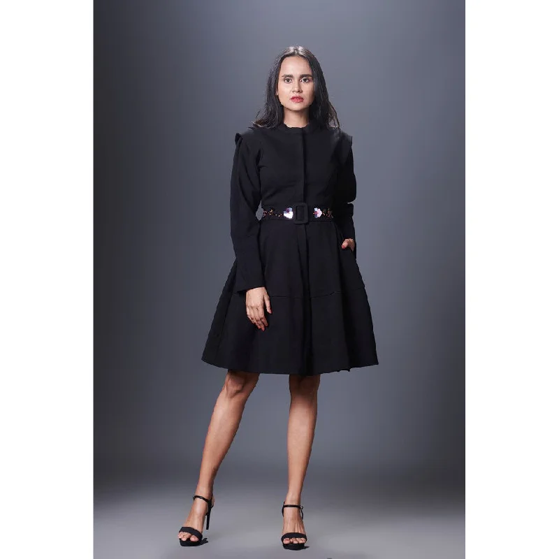 Deepika Arora Black Jacket Dress (Set of 2) Insulated Jacket Fitted Jacket Loose Jacket