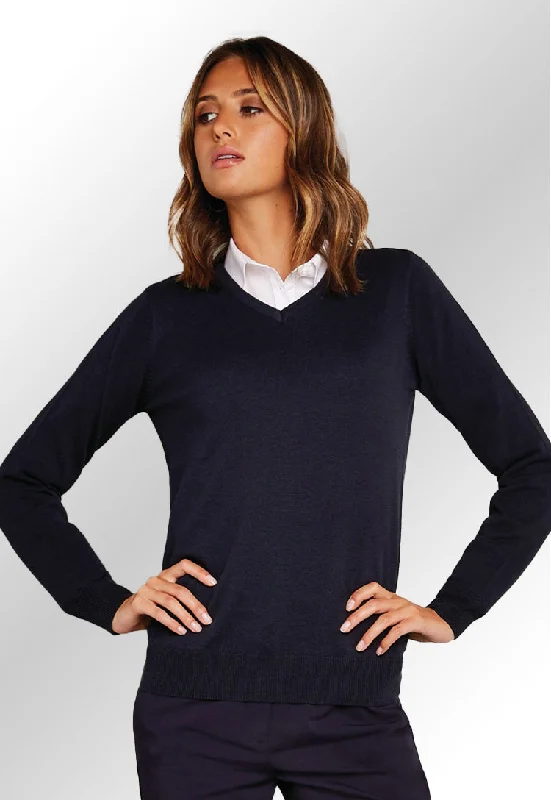 Women's Arundel Knitted V Neck Sweater KK353 Fitted Slim Tailored